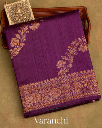 Purple Lehariya Pure Raw Silk Handloom Saree