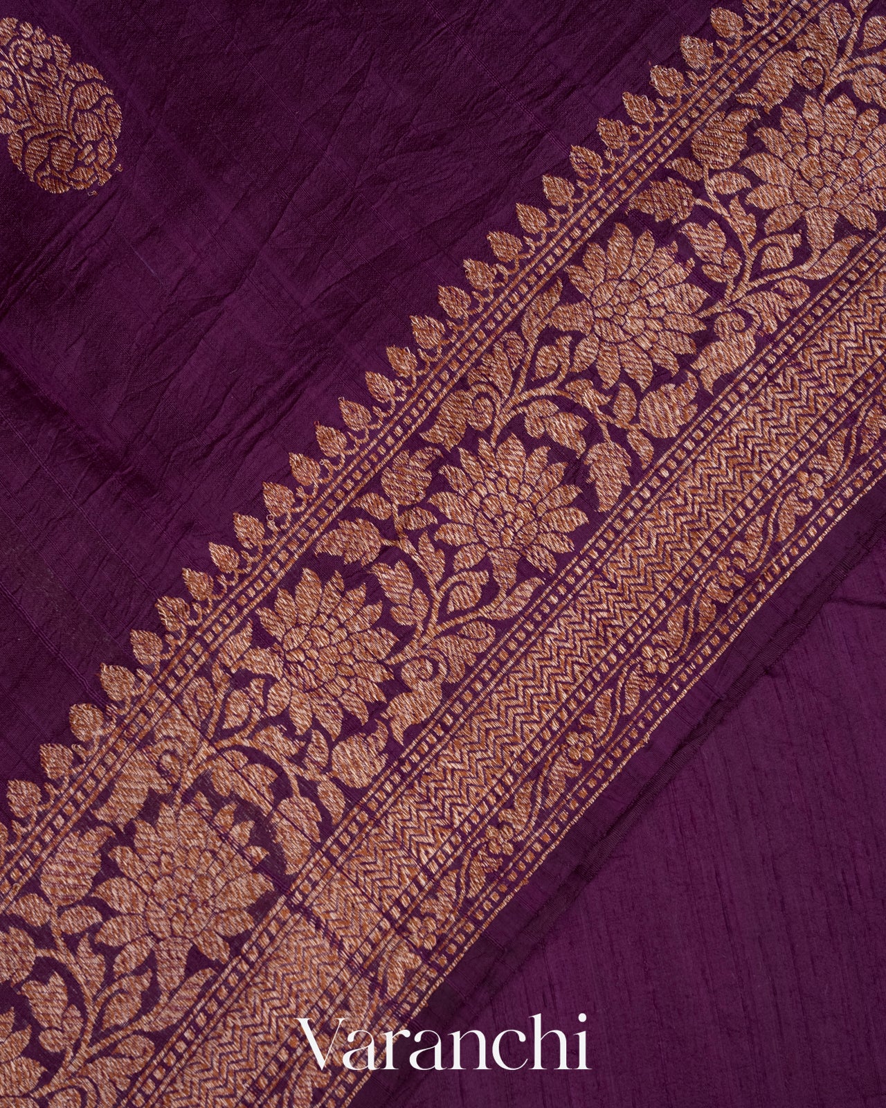 Deep Purple Pure Raw Silk Handloom Saree