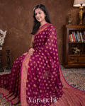 Wine Pure Georgette Silk Saree