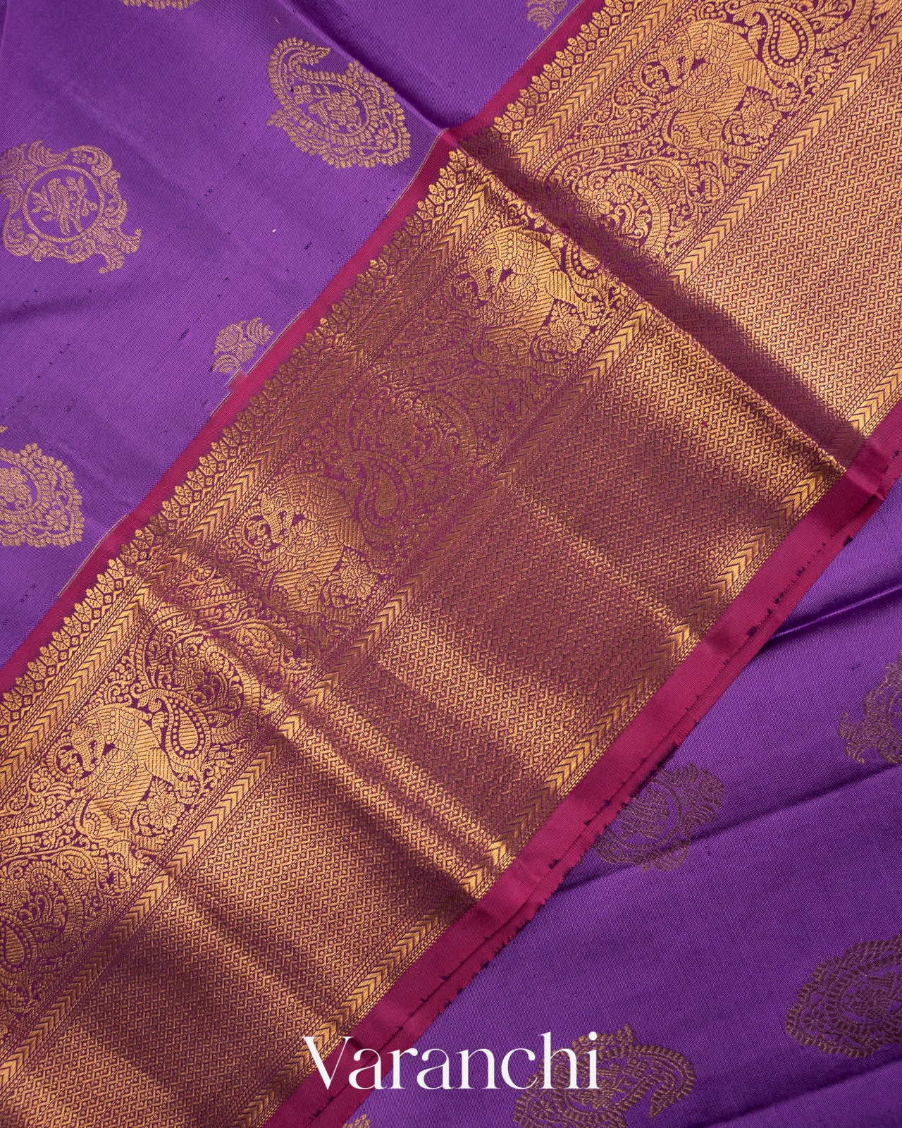 Deep Lilac Pure Kanchipuram Silk Saree