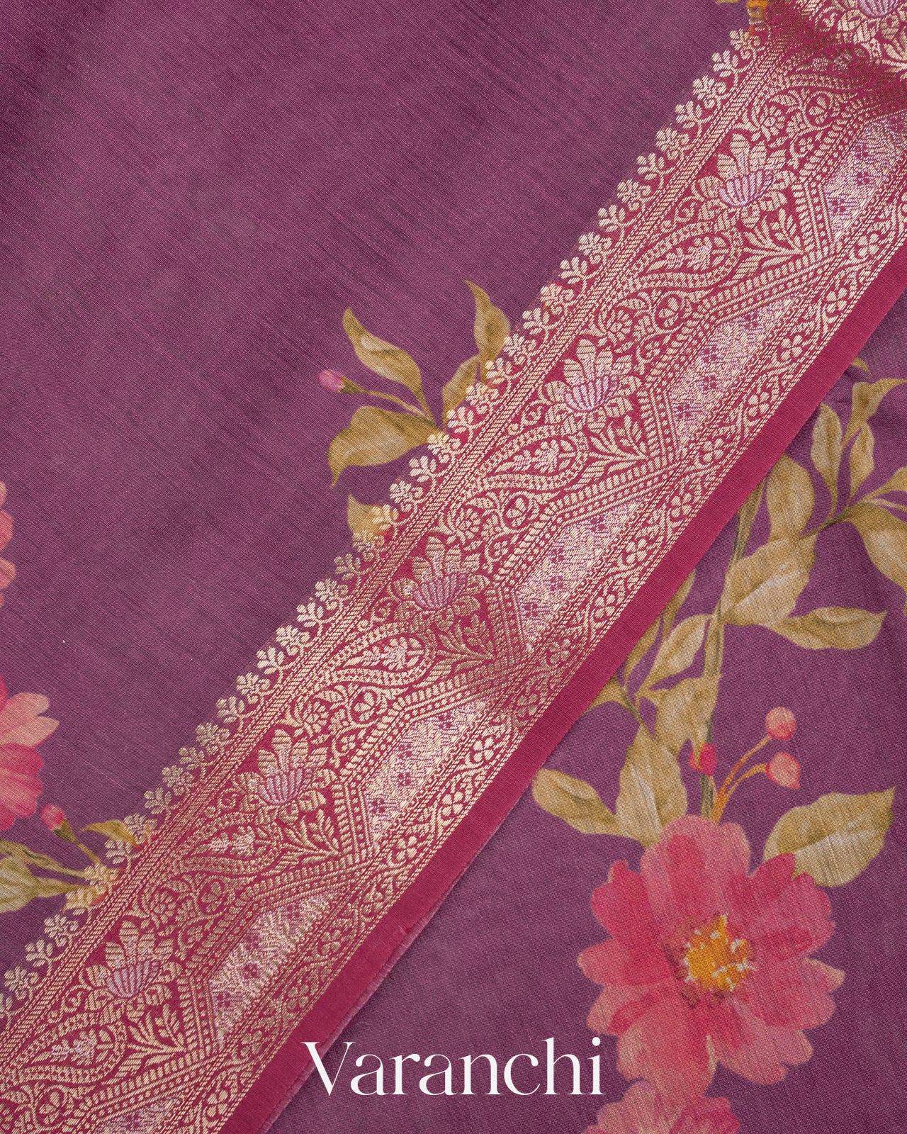 Purple Pure Moonga Silk Saree