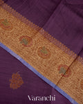 Deep Violet Pure Tussar Silk Handloom Saree