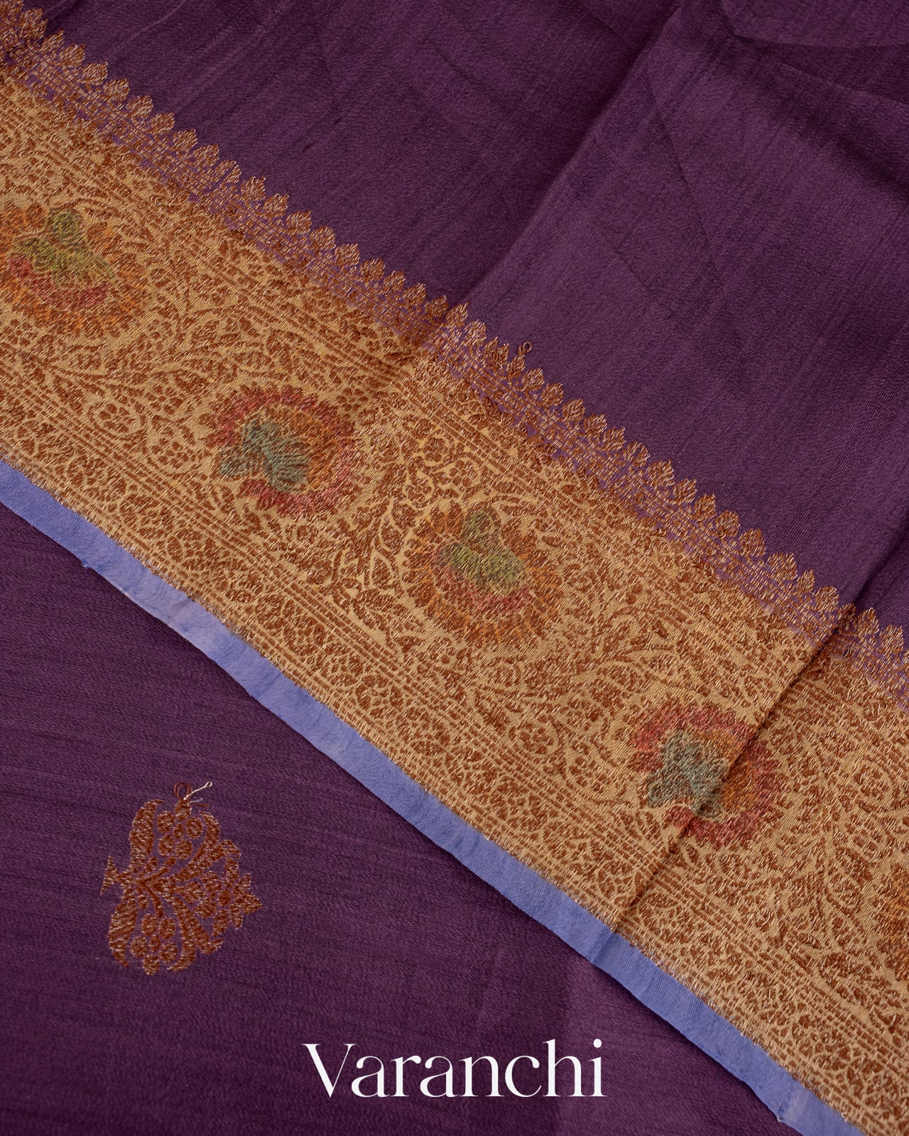 Deep Violet Pure Tussar Silk Handloom Saree