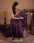 Deep Violet Pure Tussar Silk Handloom Saree