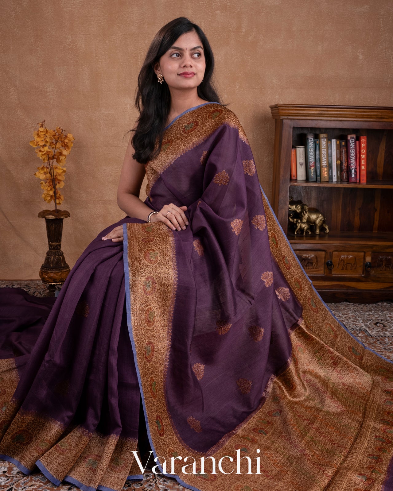 Deep Violet Pure Tussar Silk Handloom Saree