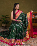 Dark Green Pure Rajkot Patola Silk Handloom Saree