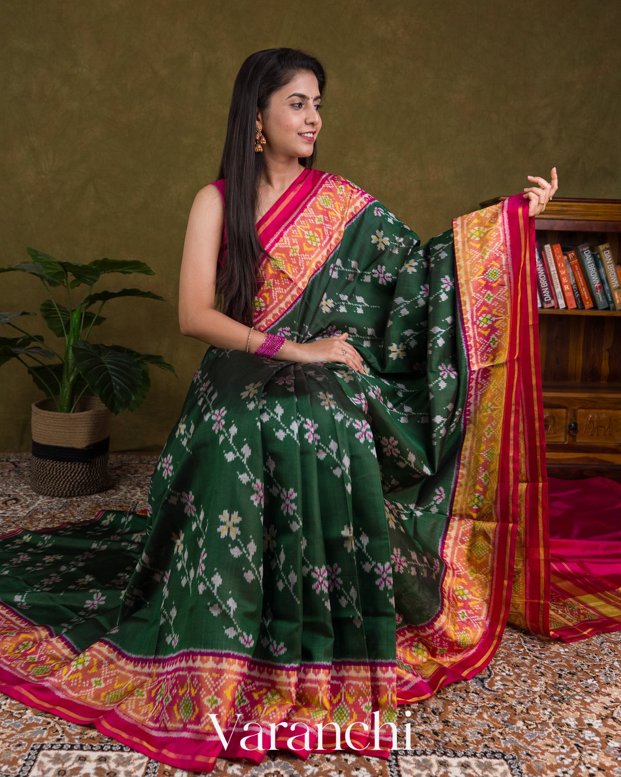 Dark Green Pure Rajkot Patola Silk Handloom Saree
