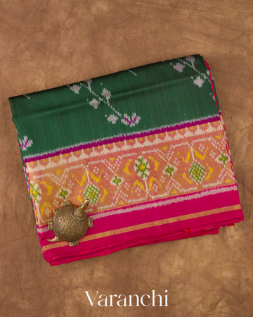 Dark Green Pure Rajkot Patola Silk Handloom Saree