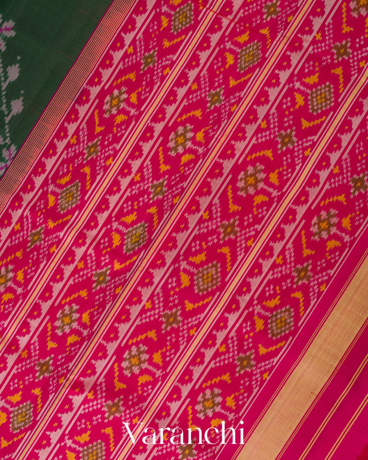 Dark Green Pure Rajkot Patola Silk Handloom Saree