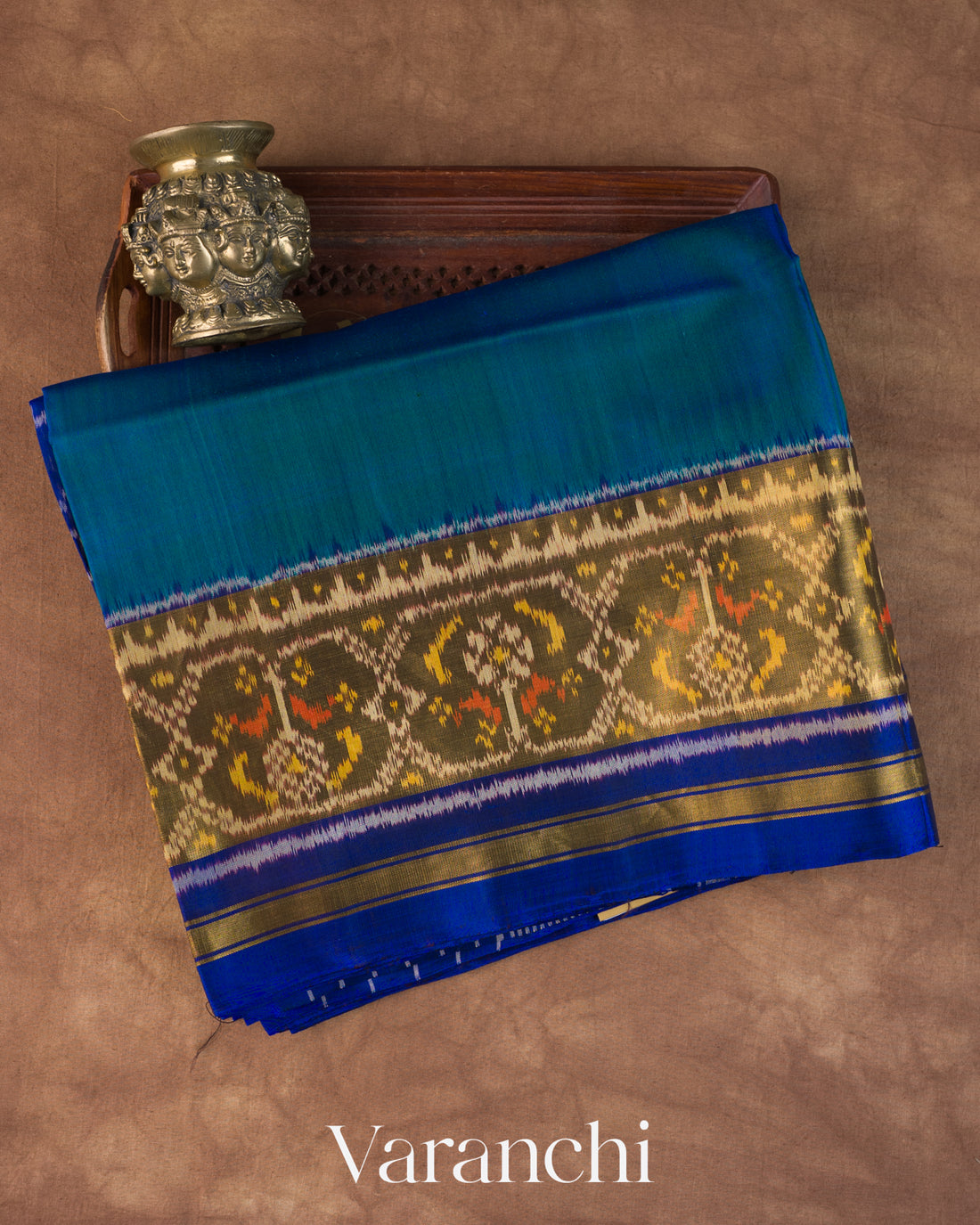 Peacock Blue Pure Rajkot Patola Silk Handloom Saree
