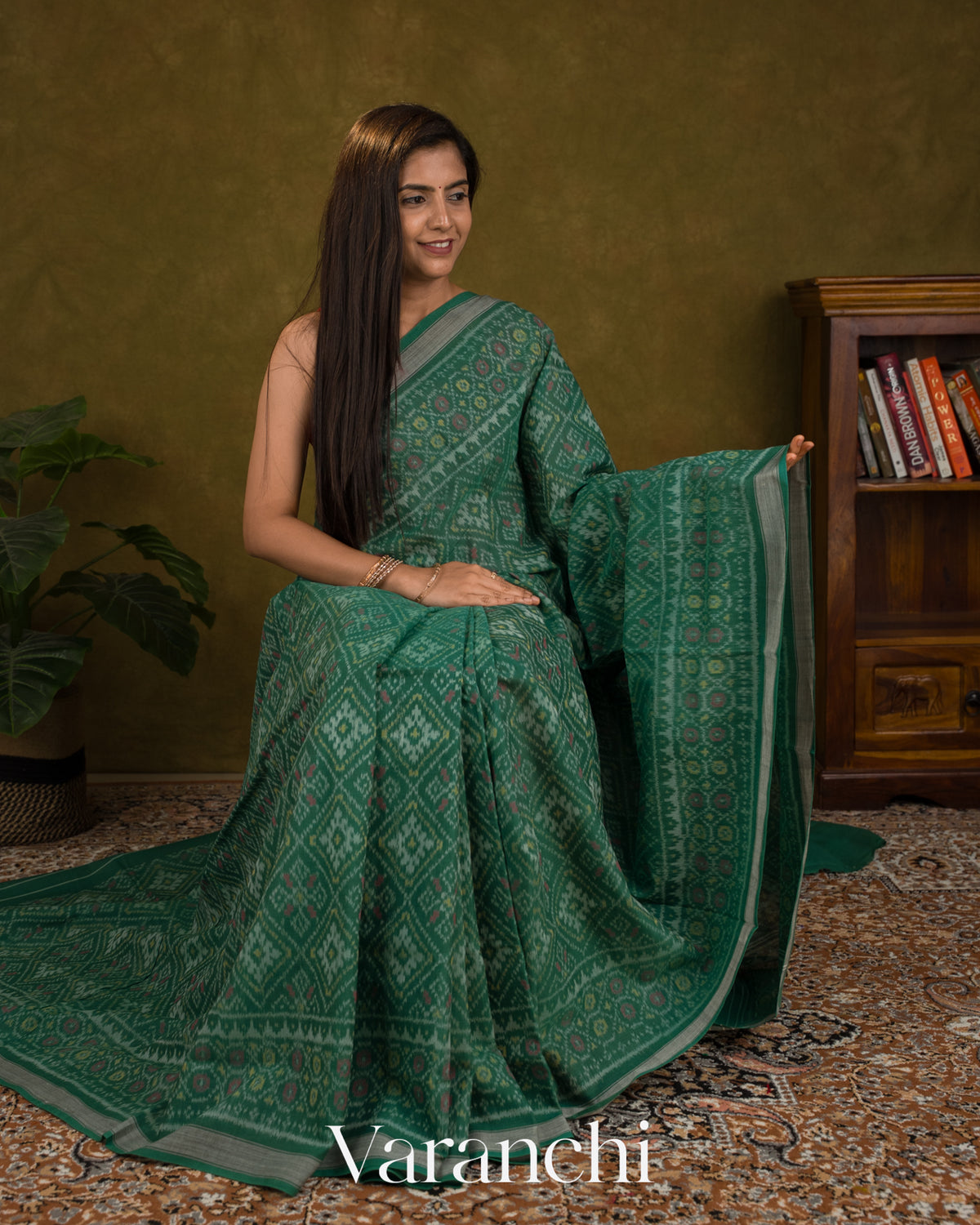 Bottle Green Pure Rajkot Patola Silk Handloom Saree