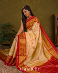 Cream Pure Rajkot Patola Silk Handloom Saree