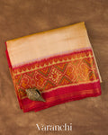 Cream Pure Rajkot Patola Silk Handloom Saree