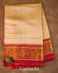 Cream Pure Rajkot Patola Silk Handloom Saree