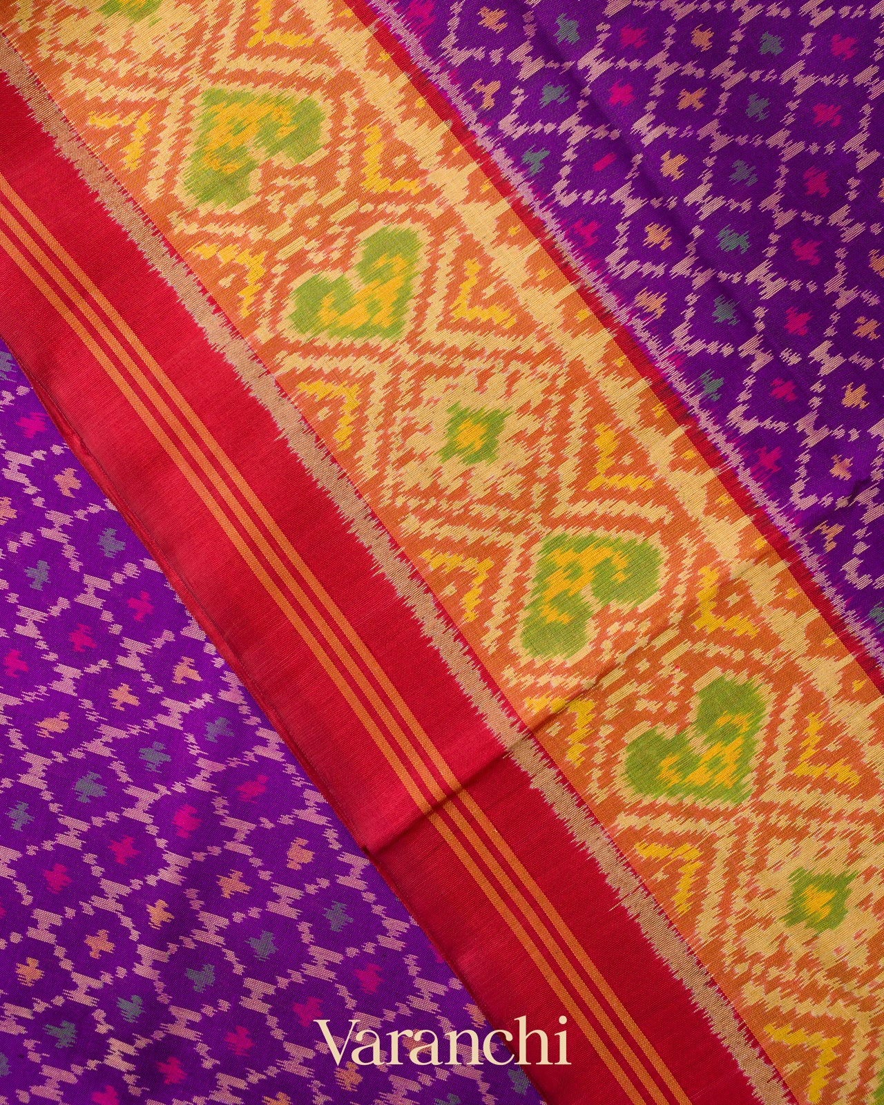 Purple Pure Rajkot Patola Silk Handloom Saree