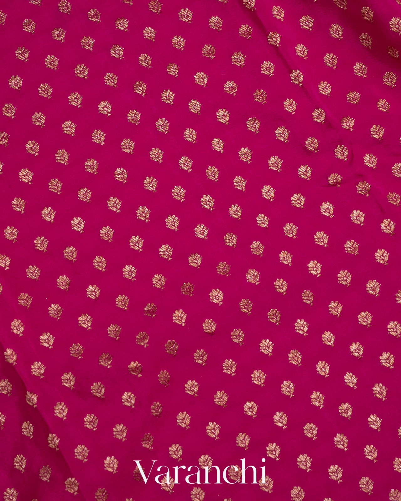 Rani Pink Pure Crepe Silk Handloom Saree