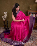 Rani Pink Pure Raw Silk Handloom Saree