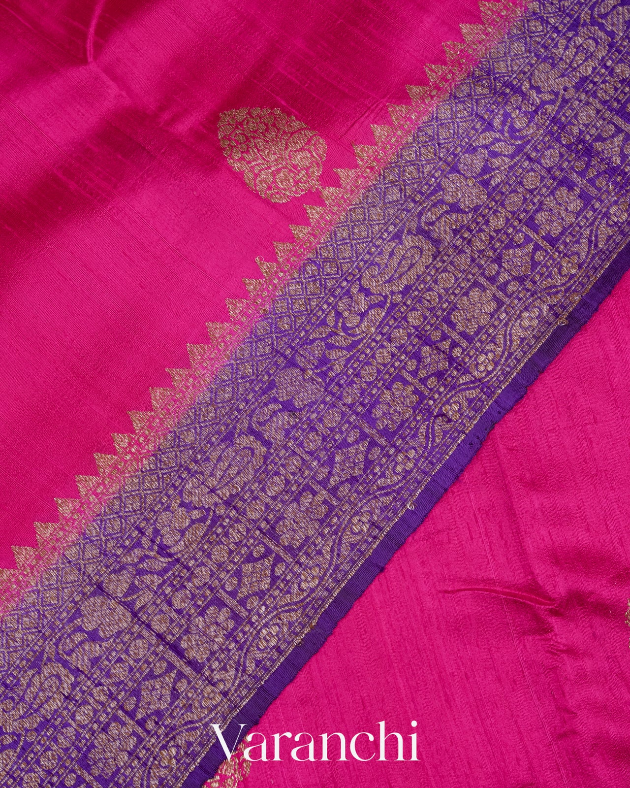 Rani Pink Pure Raw Silk Handloom Saree