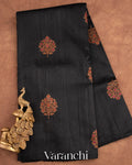 Black Borderless Pure Raw Silk Handloom Saree