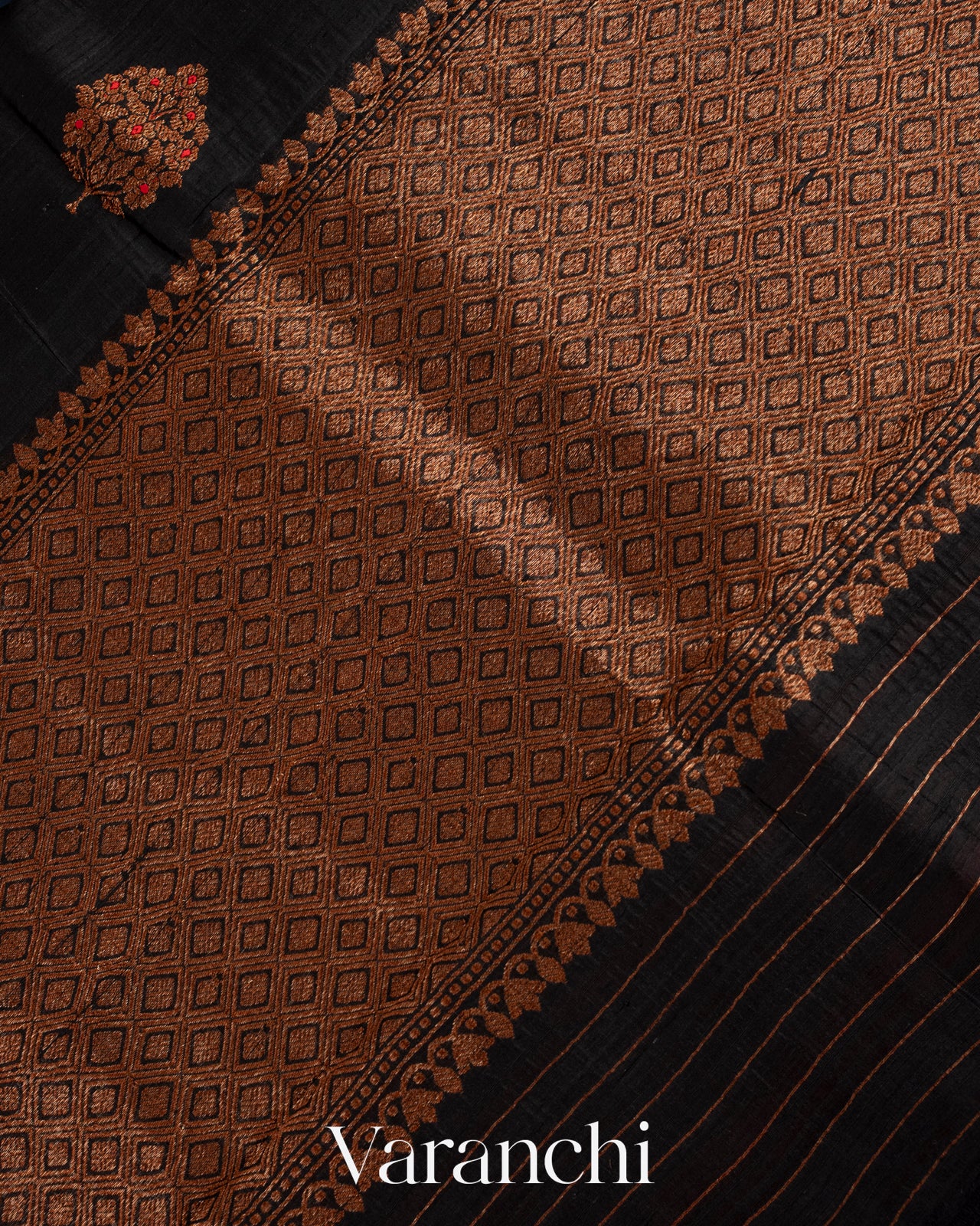 Black Borderless Pure Raw Silk Handloom Saree
