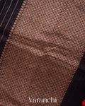 Jet Black Pure Raw Silk Handloom Saree