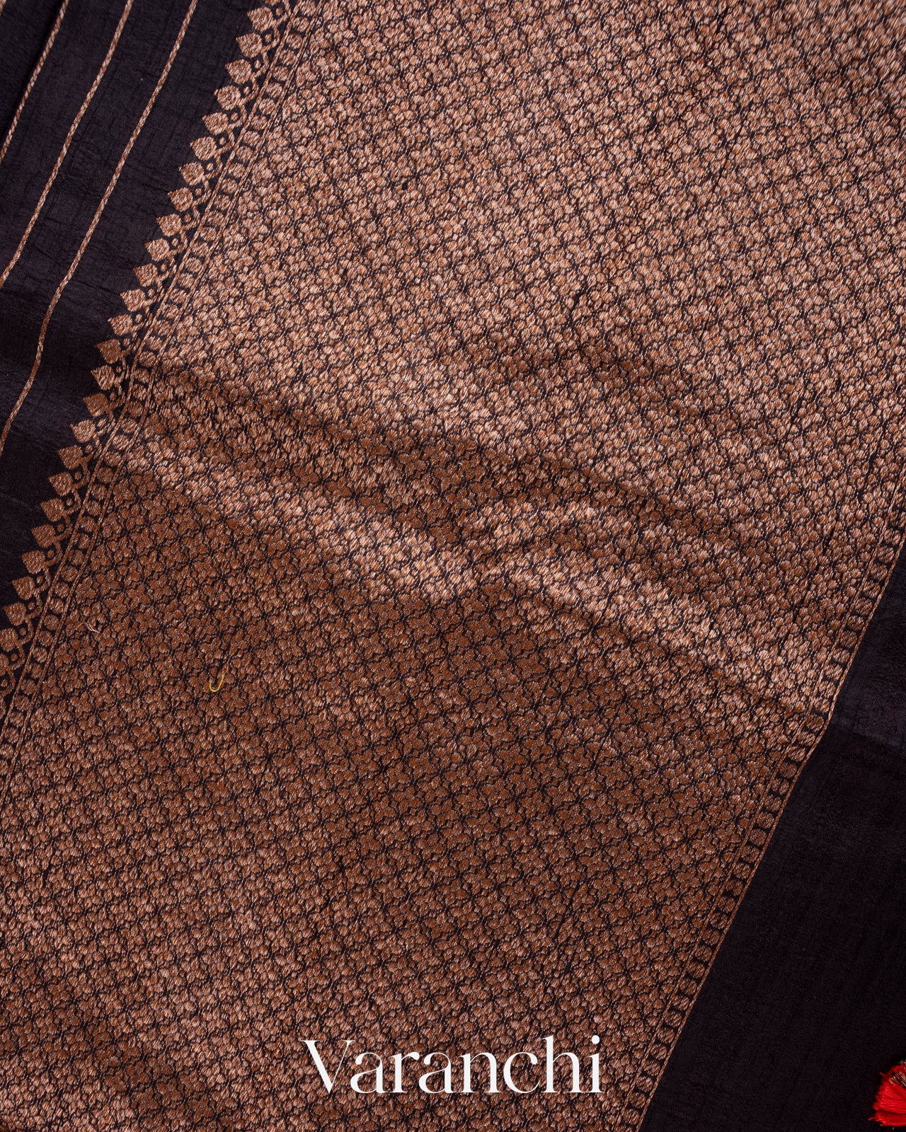 Jet Black Pure Raw Silk Handloom Saree