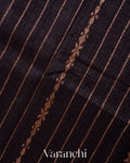 Jet Black Pure Raw Silk Handloom Saree