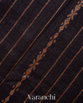 Jet Black Pure Raw Silk Handloom Saree