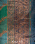 Green and Blue Tricolour Rangkaat Pure Raw Silk Handloom Saree
