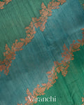 Green and Blue Tricolour Rangkaat Pure Raw Silk Handloom Saree