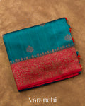 Teal Blue Pure Raw Silk Handloom Saree
