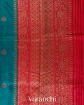 Teal Blue Pure Raw Silk Handloom Saree
