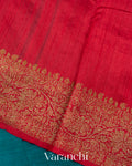 Teal Blue Pure Raw Silk Handloom Saree