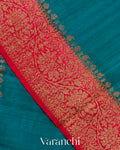 Teal Blue Pure Raw Silk Handloom Saree