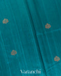 Teal Blue Pure Raw Silk Handloom Saree