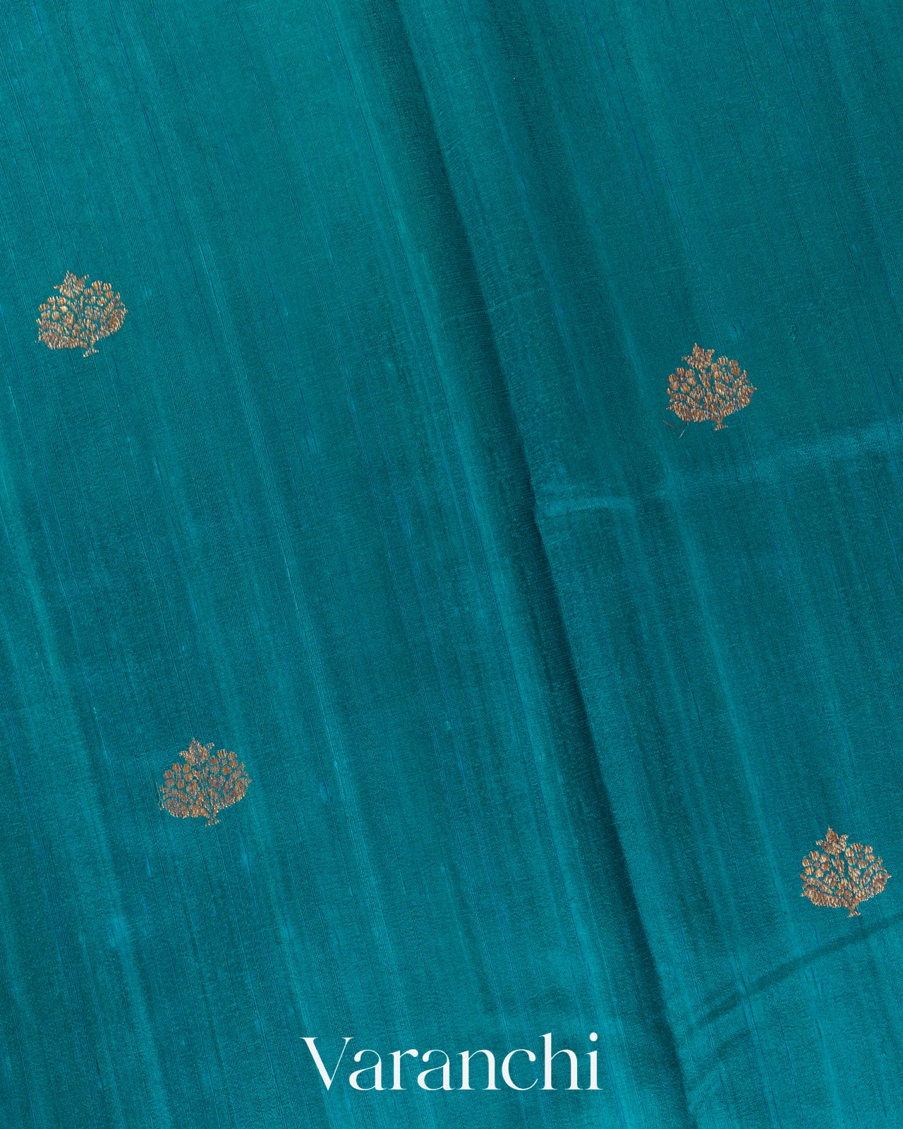 Teal Blue Pure Raw Silk Handloom Saree