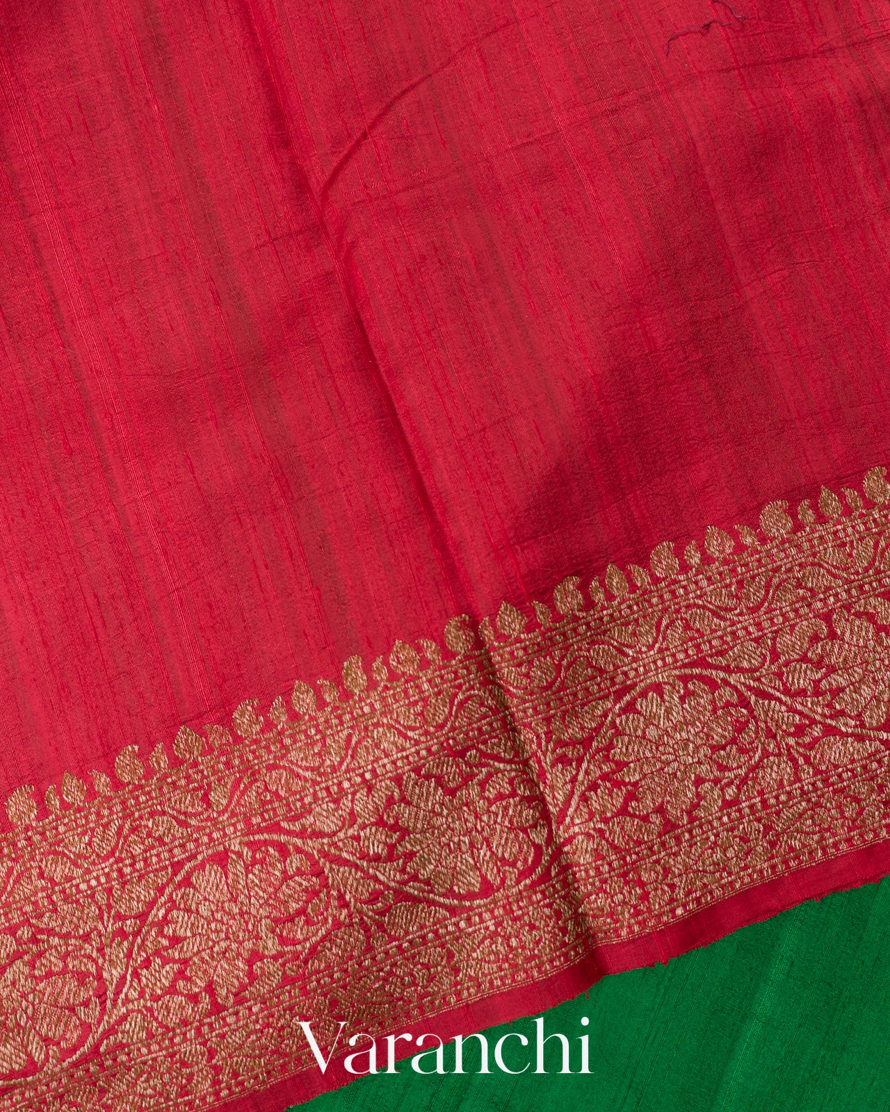Emerald Green Pure Raw Silk Handloom Saree