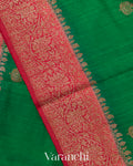 Emerald Green Pure Raw Silk Handloom Saree