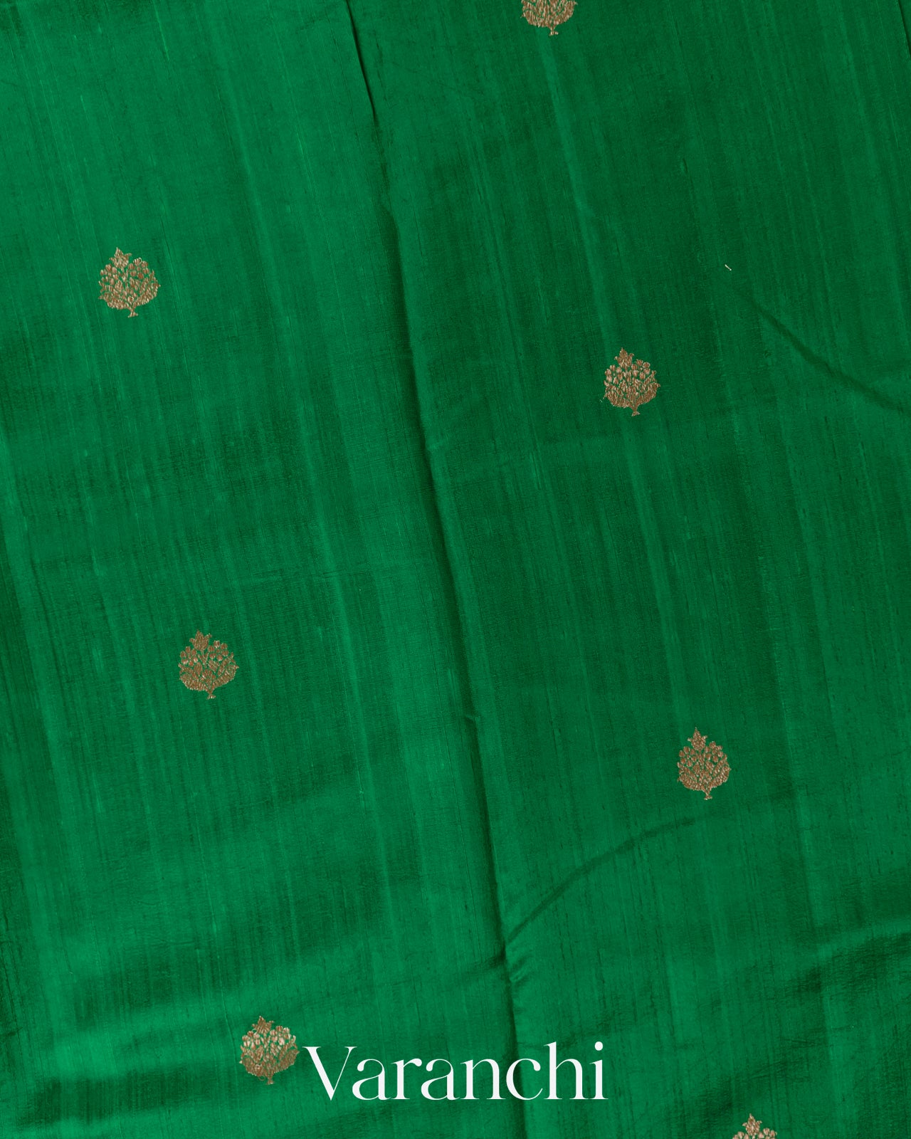 Emerald Green Pure Raw Silk Handloom Saree