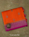 Burnt Orange Pure Raw Silk Handloom Saree