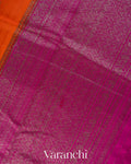 Burnt Orange Pure Raw Silk Handloom Saree