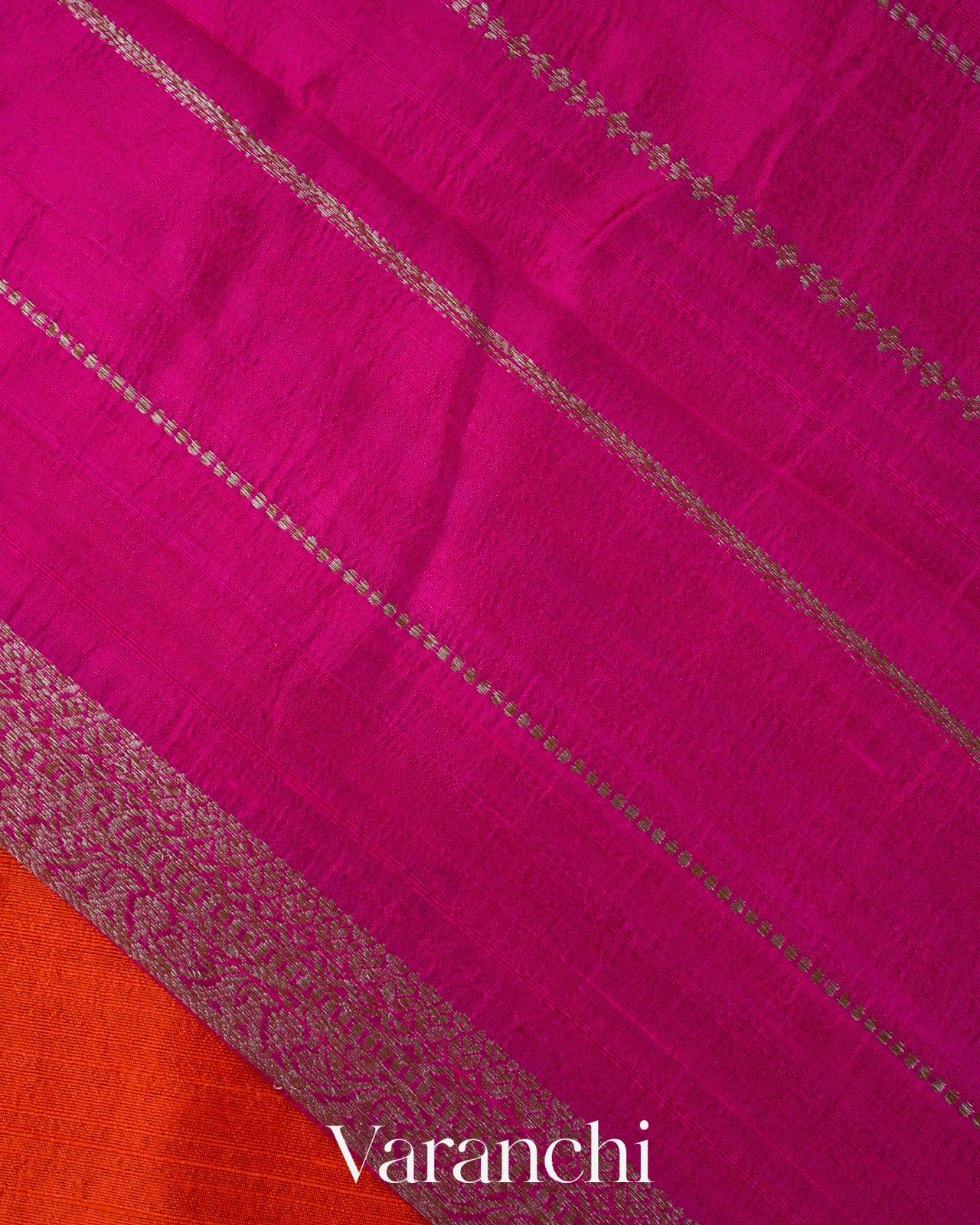 Burnt Orange Pure Raw Silk Handloom Saree