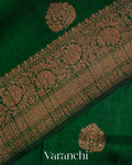 Dark Green Raw Silk Handloom Saree