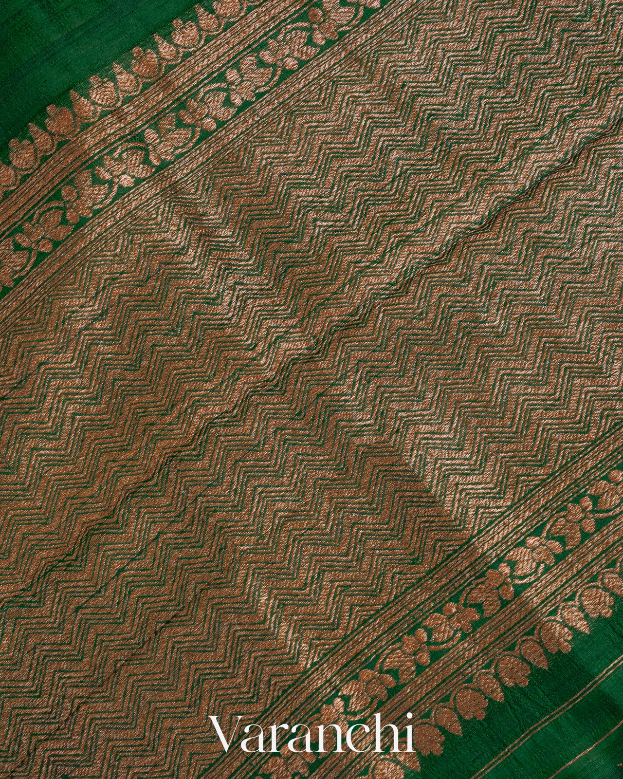 Dark Green Raw Silk Handloom Saree