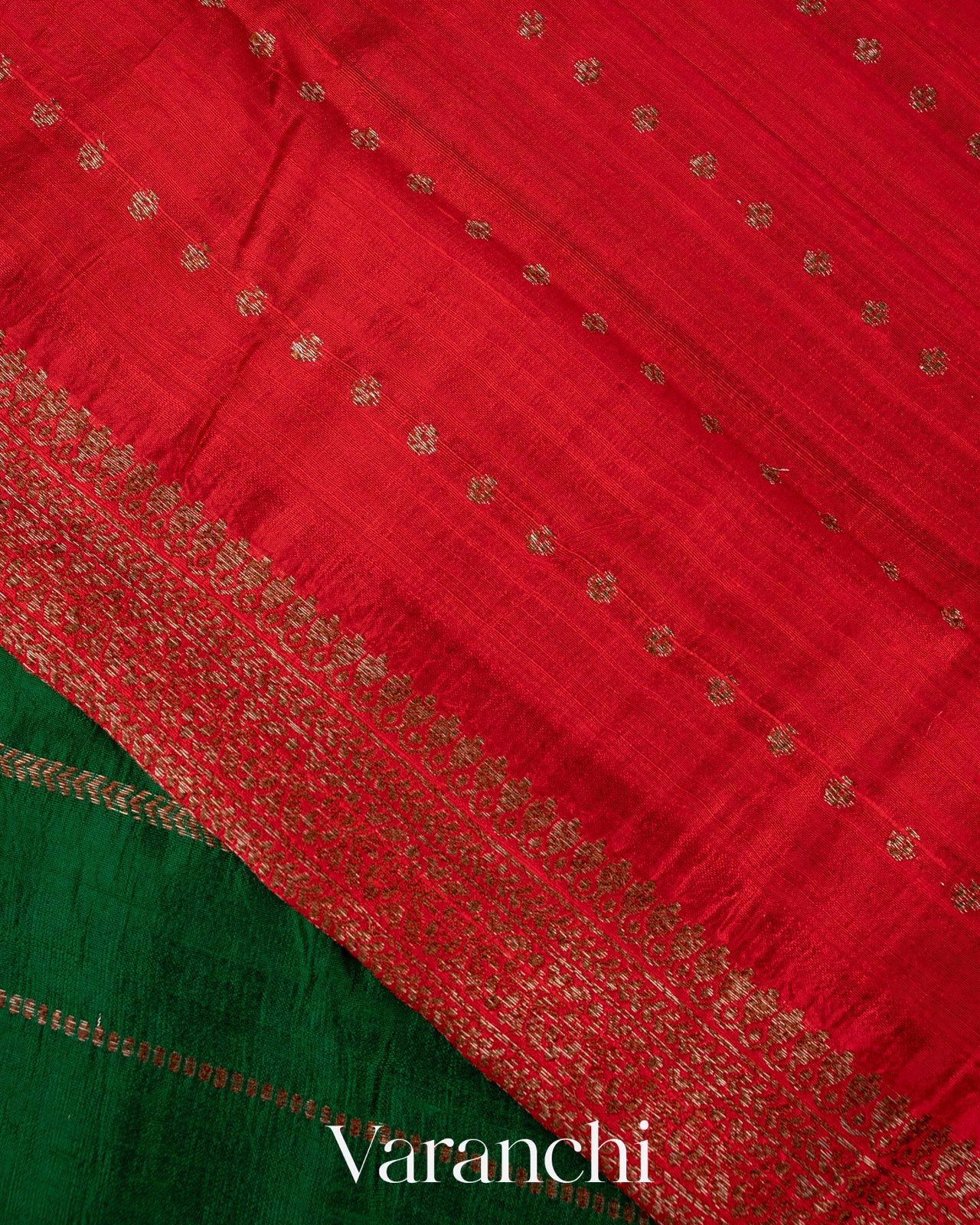 Bottle Green Borderless Striped Pure Raw Silk Handloom Saree