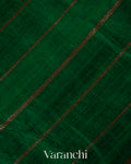 Bottle Green Borderless Striped Pure Raw Silk Handloom Saree