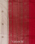 Pearl White Pure Raw Silk Handloom Saree