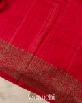 Pearl White Pure Raw Silk Handloom Saree