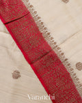 Pearl White Pure Raw Silk Handloom Saree
