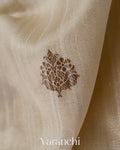 Pearl White Pure Raw Silk Handloom Saree